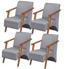 Kit 4 Poltronas Venus 1 Lugar Braço Madeira Maciça Tecido Suede Unidecor Cinza Kit 4 Poltronas Venus 1 Lugar Braço Madeira Maciça Tecido Suede Unidecor Cinza