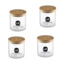 Kit 4 Porta Alimentos em Vidro 550Ml Com Tampa em Bambu 10CM