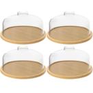 Kit 4 Porta Bolos com Cúpula de Plástico 26,5cm Coza Boleira Redonda Padaria Buffet Doces Sobremesas