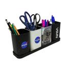 Kit 4 Porta Caneta e Bandeja de Mesa Organizador de Escritório Decorado Multiuso Plasútil