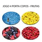 Kit 4 Porta Chopp Personalizado Linda Coleção Frutas e Flores Redondo