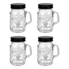 Kit 4 Porta Condimento De Vidro Mini Canecas Com Tampa 100ml