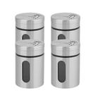 Kit 4 Porta Condimentos Inox 100ml Paliteiro Kit 4 Porta Condimentos Inox 100ml Paliteiro