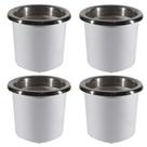Kit 4 Porta Copos Branco com Acabamento Inox