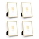 Kit 4 Porta Retrato 15x20cm Phoenix Inox Fino Dourado Vidro