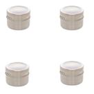 Kit 4 Porta Tempero Aço Inox Imantado 6,5CM Tampa Acrílico