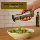 Kit 4 Porta Temperos Vidro 320ml Alimentos Galheteiro Utensílio Doméstico Acessórios Cozinha Moderno Gourmet Dosador Inox