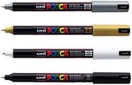 Kit 4 Posca PC-1MR Prata, Ouro, Preta e Branca 0.7mm Uni Kit 4 Posca PC-1MR Prata, Ouro, Preta e Branca 0.7mm Uni