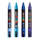 Kit 4 Posca PC-5M Azul, Azul Claro, Azul Prussiano, Sky Blue