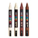 Kit 4 Posca PC-5M Marrom, Marrom Cacau, Marfim, Bege Uniball