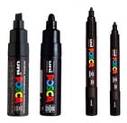 Kit 4 Posca PC3M,5M,7M,PC8K Preta Várias Pontas