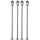 Kit 4 Postes 1,71m Luminária Grega Preto Jardim E27 Lente Fosca Clássico Dital