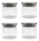 Kit 4 Pote De Vidro Com Tampa Hermética Inox 700ml Multiuso