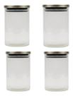 Kit 4 Pote De Vidro Com Tampa Hermética Inox 900ml Multiuso