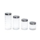 Kit 4 pote de vidro com tampa inox bolhas redondo 800ml, 1300ml, 1700ml e 2200ml - Mozcada