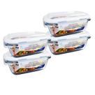 Kit 4 Pote de Vidro Hermético 370 ml Marmita Mantimentos