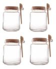 Kit 4 Pote De Vidro Tampa Rolha E Colher 250ml Frasco
