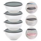 Kit 4 Pote Hermétic Redondo Bowl Bacia Tijela 1L Transparent