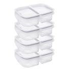 Kit 4 Pote Hermético com 2 Divisórias 500ml Porta Frios Marmita Frutas Vegetais Alimentos Petiscos BPA Free