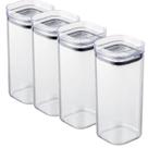 KIT 4 Pote Hermético Transparente 350ml Tampa Vedação Potes Plástico UZ Alimento Grão