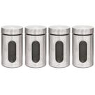 Kit 4 Pote Inox Visor Vítreo Fechamento Hermético 1 Litro Kit 4 Pote Inox Visor Vítreo Fechamento Hermético 1 Litro