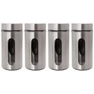 Kit 4 Pote Inox Visor Vítreo Fechamento Hermético 1,3 Litros Kit 4 Pote Inox Visor Vítreo Fechamento Hermético 1,3 Litros