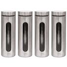 Kit 4 Pote Inox Visor Vítreo Fechamento Hermético 1,8 Litros