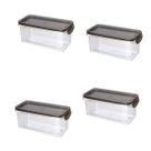 Kit 4 Pote Para Alimentos Retangular 875ML Trava Mais Kit 4 Pote Para Alimentos Retangular 875ML Trava Mais