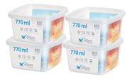 Kit 4 Pote Quadrado 770ml Armazenamento Alimento Bpa Free