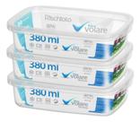 Kit 4 Pote Retangular 380ml Armazenamento Alimento S/ Bpa