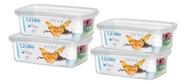 Kit 4 Pote Retangular Alimento 1,2l Armazenamento Bpa Free