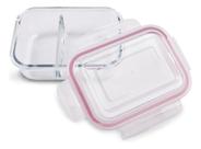 Kit 4 Pote Vidro Divisória Hermético Marmita Fit Trava 630ml