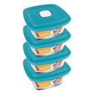 kit 4 Pote Vidro Quadrado Facilita Com Tampa 500ml Marinex