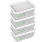 Kit 4 Potes 500ml Tampa Preta11cm Empilhável Lava-Louça Quadrado Tampa Trava Vedação Conserva Mantimento Frutas Cereal