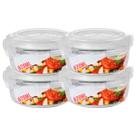 Kit 4 Potes 620ml de Vidro Marmita Tampa Hermetico Não Vaza