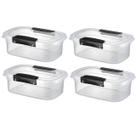 Kit 4 Potes Alimentos Ultra forte C/ Travas 4 L 30x20x11Cm