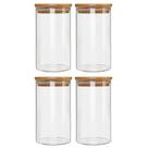 Kit 4 Potes Borossilicato Hermético Tampa Bambu 1100ml Class