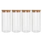Kit 4 Potes Borossilicato Hermético Tampa Bambu 1800ml Class