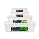 Kit 4 Potes Com Tampa e Trava 270ml, 460ml, 1,1L e 2,25L Baixo Transparente