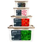 Kit 4 Potes Com Tampa e Trava 500ml, 900ml, 2,2L e 4,4L Camurça