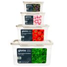 Kit 4 Potes Com Tampa e Trava 500ml, 900ml, 2,2L e 4,4L Off White