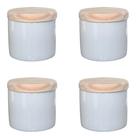 Kit 4 Potes de Porcelana para Condimentos e Mantimentos com Tampa de Pinus - 200ml