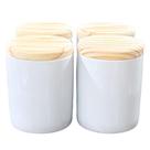 Kit 4 Potes de Porcelana para Uso Geral com Tampa de Pinus - 200ml