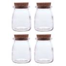 Kit 4 Potes De Vidro Borossilicato 190ml Com Tampa Rolha Resistente Ao Calor Pote Multiuso Porta Tempero Grãos Mantimentos Organizadores Para Cozinha