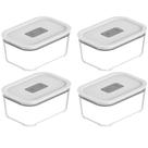 Kit 4 Potes De Vidro Branco Hermético 725ml Fresh Lock Marmita Comida OU