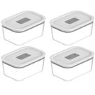Kit 4 Potes De Vidro Branco Hermético 725ml Fresh Lock Marmita Comida OU Kit 4 Potes De Vidro Branco Hermético 725ml Fresh Lock Marmita Comida OU