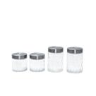 Kit 4 potes de vidro com tampa inox bolhas redondo 800ml e 1300ml - Mozcada
