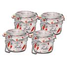 KIT 4 Potes de Vidro Hermético Original FIDO Terrina 125 ml 80 mm Multiuso