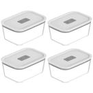 Kit 4 Potes De Vidro Herméticos 1,2L Branco Para Geladeira Freezer Forno Fresh Lock Kit 4 Potes De Vidro Herméticos 1,2L Branco Para Geladeira Freezer Forno Fresh Lock