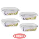 Kit 4 Potes de Vidro Marmita Fit Tampa Plast 4 Travas 1040ml Kit 4 Potes de Vidro Marmita Fit Tampa Plast 4 Travas 1040ml